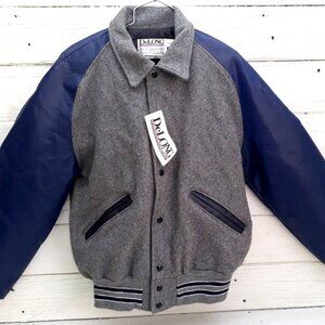 Delong Varsity / Letterman's Award Jacket 80% Wool USA Size Medium Grey/Blue